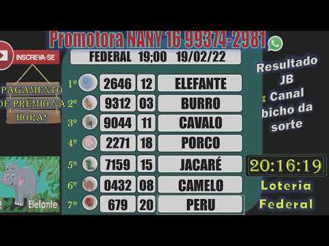 Resultado do jogo do bicho ao vivo Loteria Federal 19h – 18/03/2023 
